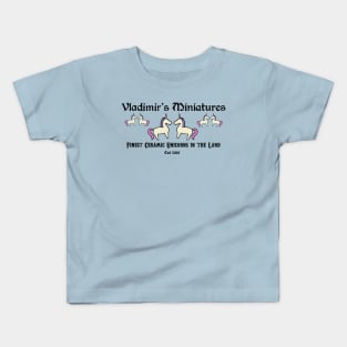 Vladimir’s Miniature Ceramic Unicorns - Tangled Kids T-Shirt